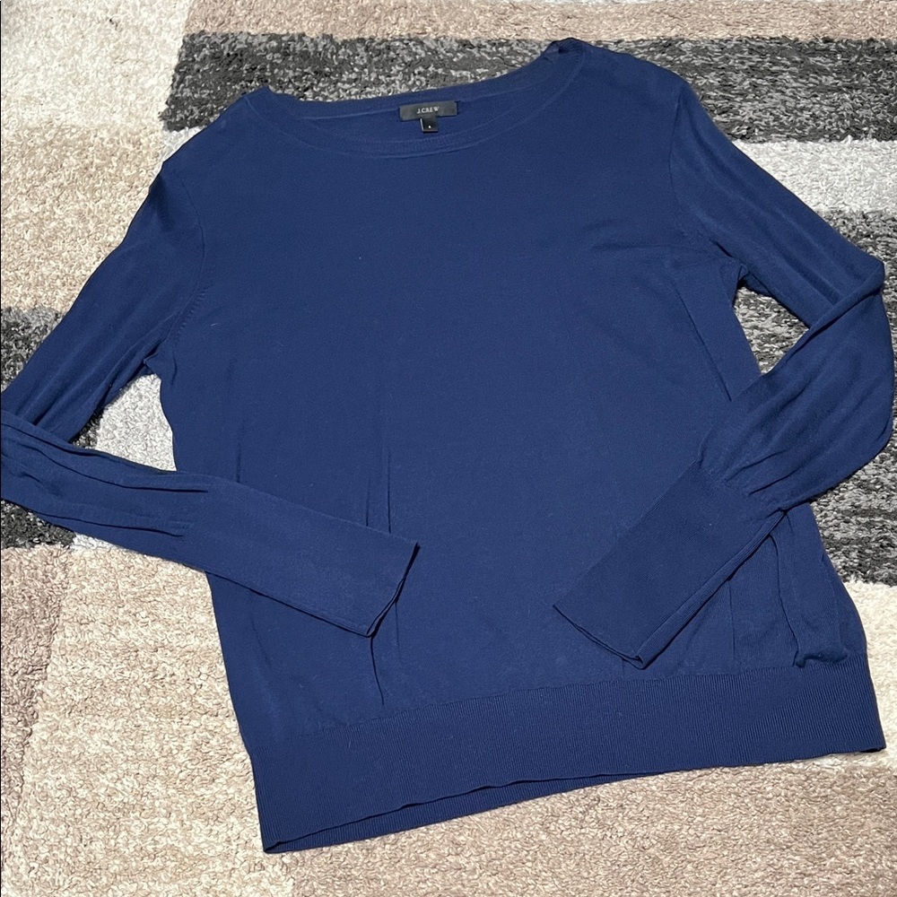 J. Crew cotton sweater, blue, size L EUC!